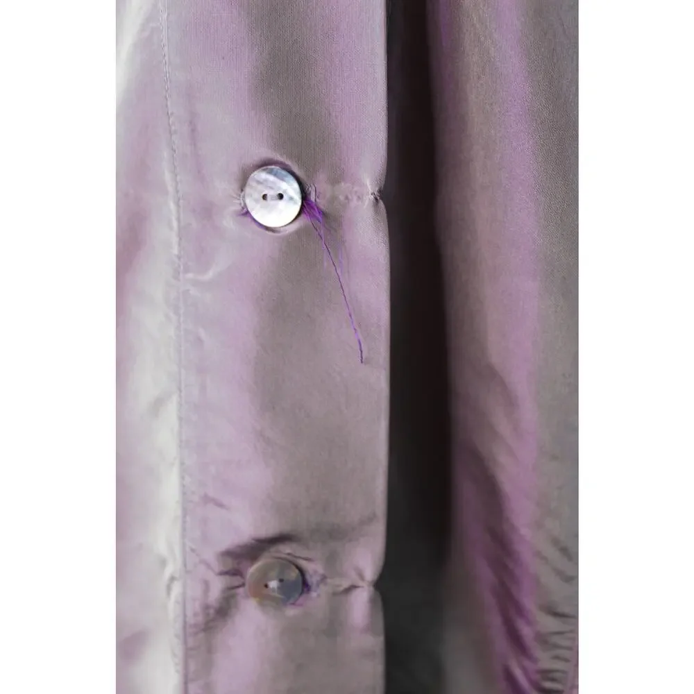VTG Y2K 90s Base coat dress iridescent purple gray 100% silk taffeta M cyber - Picture 4 of 7